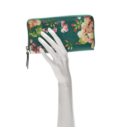 Gucci Calfskin Blooms Print Zip Around Wallet Bright Emerald Multicolor 2 of 6