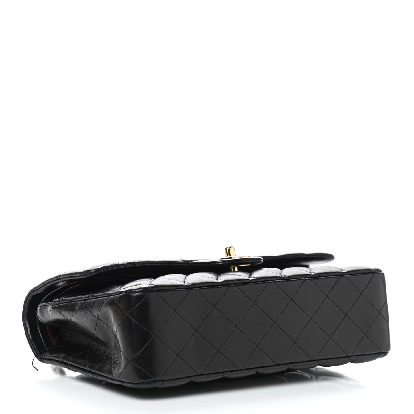 Lambskin Quilted Medium Double Flap Black