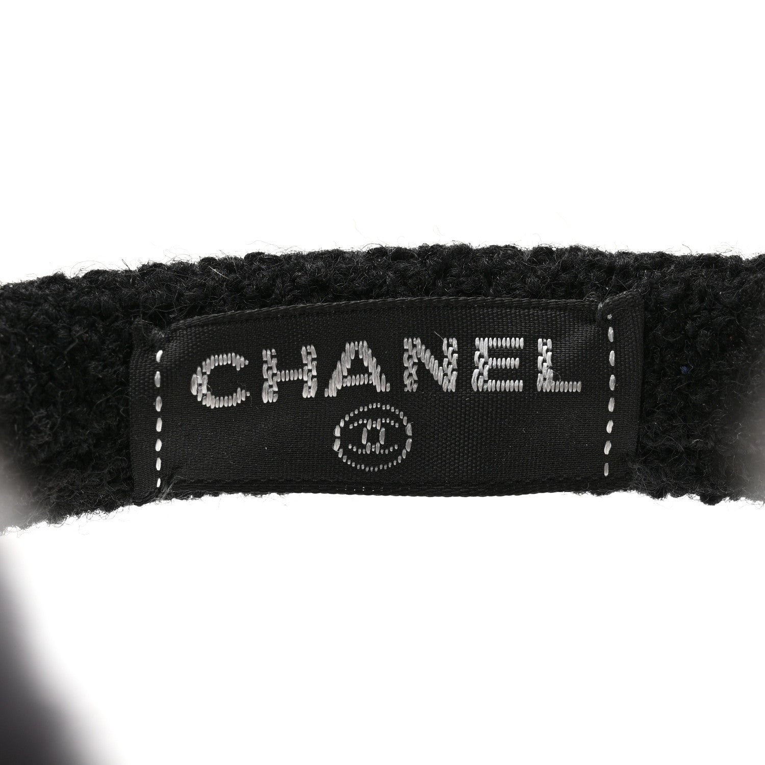 Chanel Rabbit Fur Tweed Cameilla Ear Muffs Black Grey 5 of 7