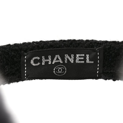Chanel Rabbit Fur Tweed Cameilla Ear Muffs Black Grey 5 of 7