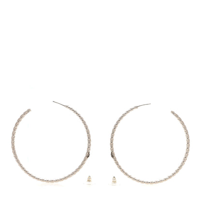 Chanel Metal Quilt CC Hoop Earrings Silver 3 of 5