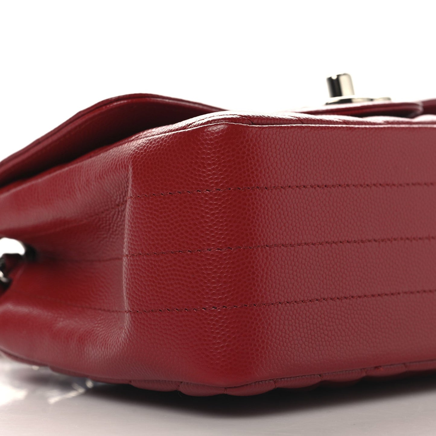 Caviar Chevron Quilted Mini Square Flap Red