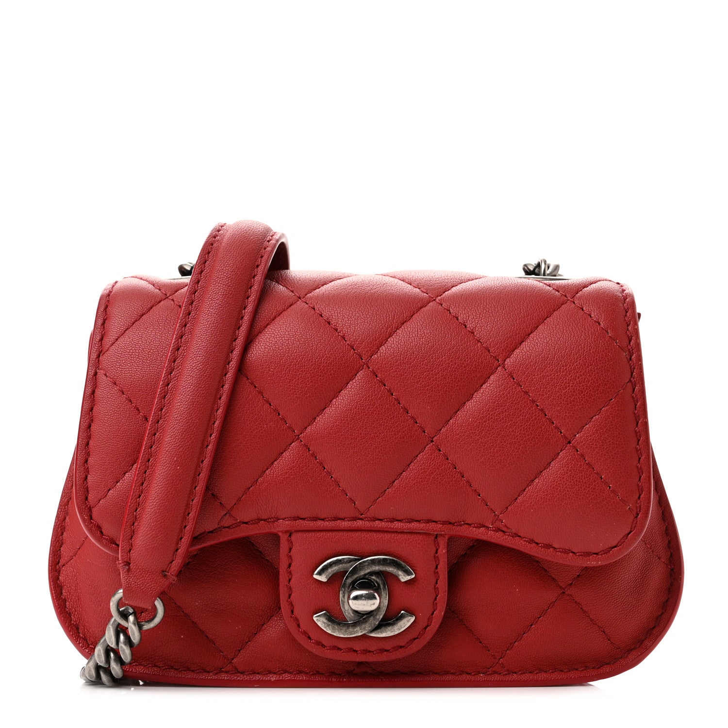 Chanel Lambskin Quilted Mini Natural CC Flap Red 1 of 16