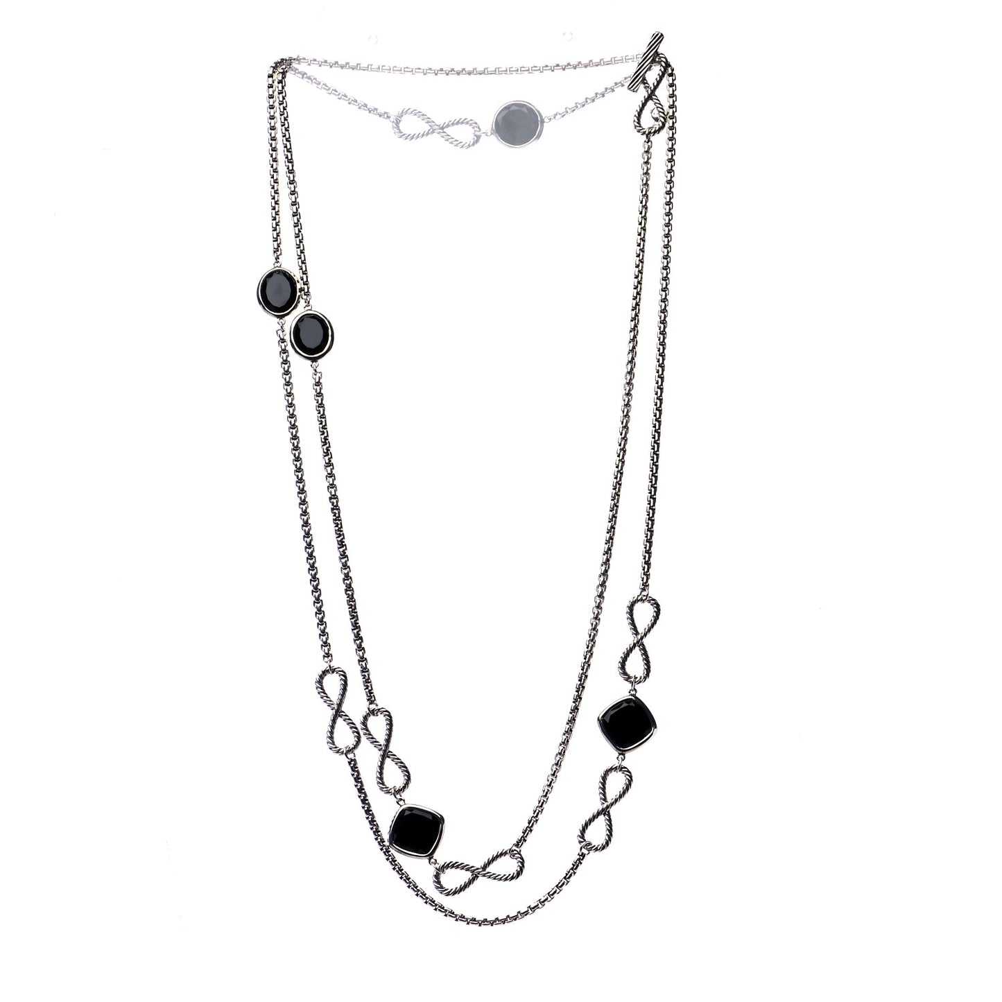 Sterling Silver Black Onyx Infinity Necklace