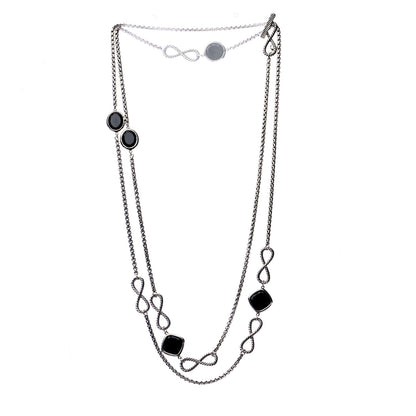 David Yurman Sterling Silver Black Onyx Infinity Necklace 3 of 6
