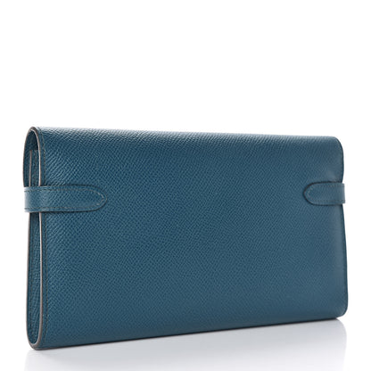 Hermes Epsom Kelly Longue Wallet Bleu Izmir 3 of 8