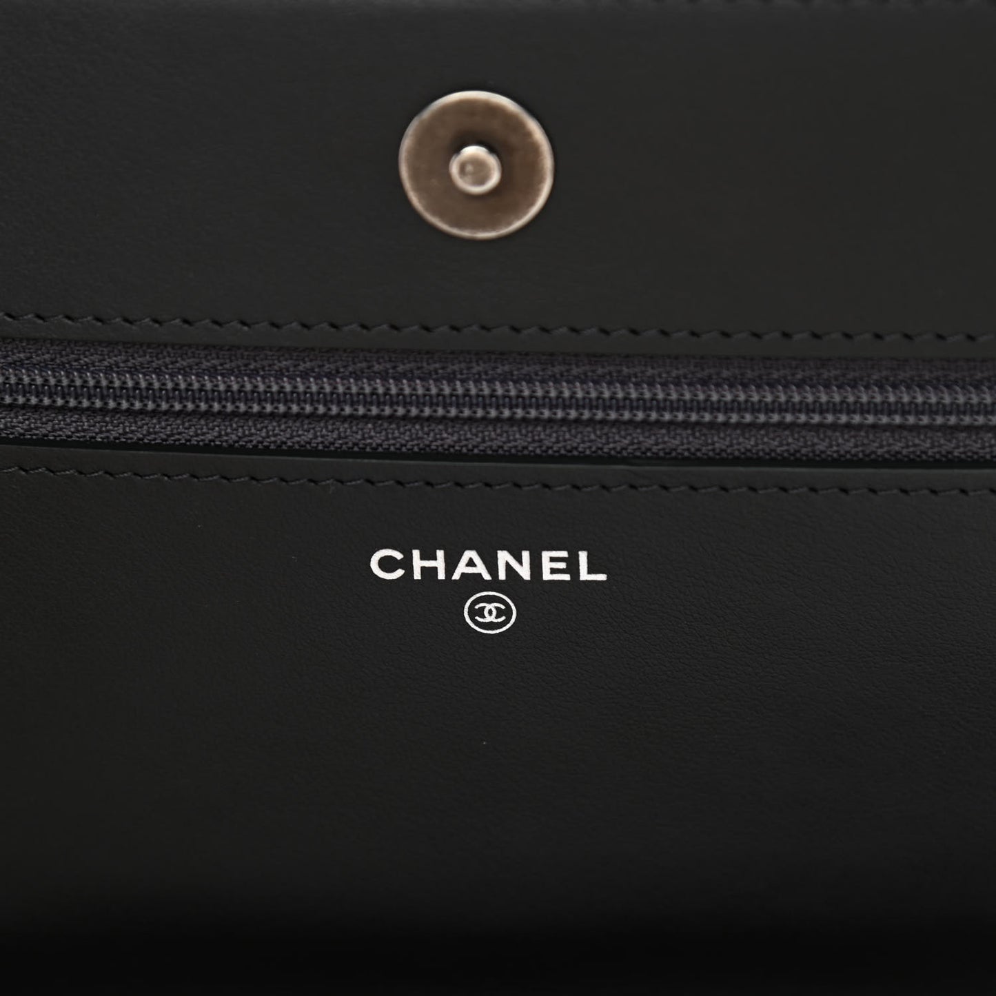 Caviar Quilted Boy Wallet On Chain WOC Charcoal