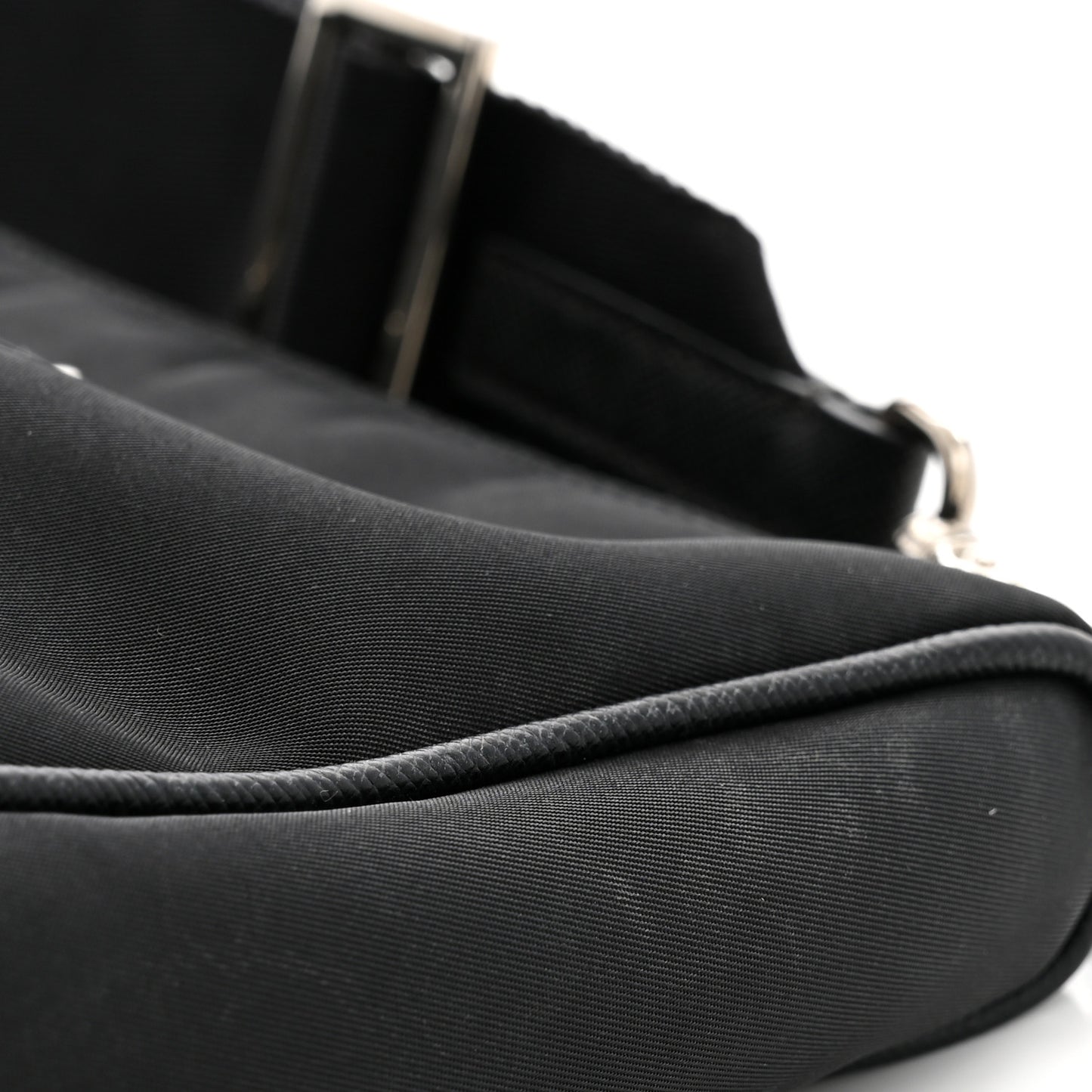 Re-Nylon Saffiano Pocket Zippered Shoulder Bag Black