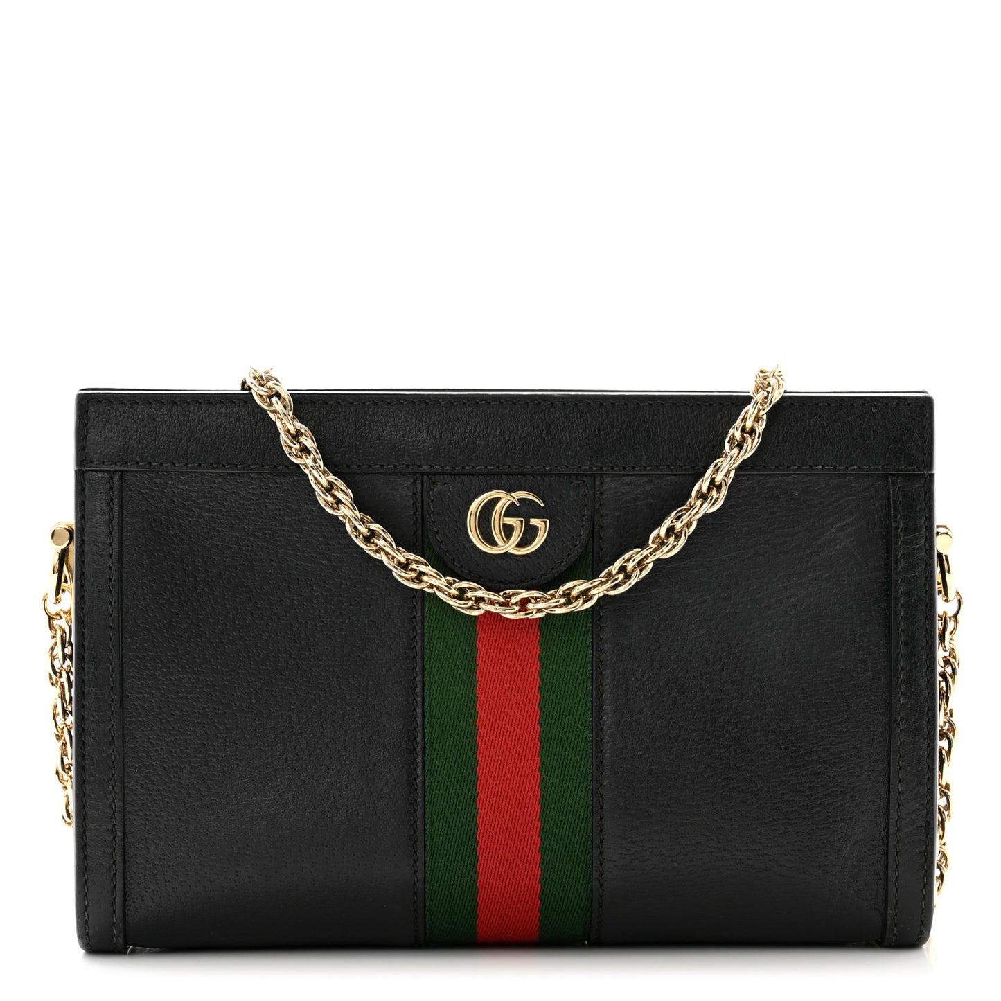Calfskin GG Web Small Ophidia Chain Shoulder Bag Black