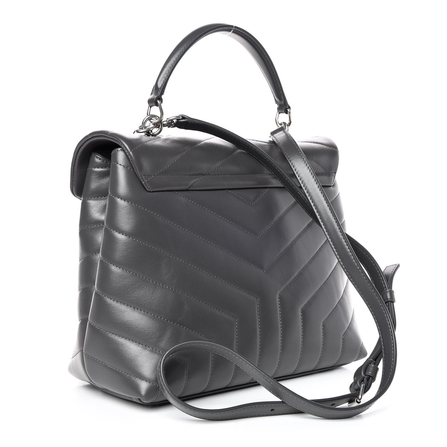 Calfskin Y Quilted Monogram Medium Loulou Satchel Kaki Fonce
