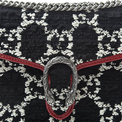 Gucci Tweed GG Monogram Mini Dionysus Chain Wallet Black White Romantic Cherry 8 of 10