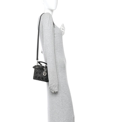 Christian Dior Satin Crystal Cannage Mini Lady Dior Black 2 of 11
