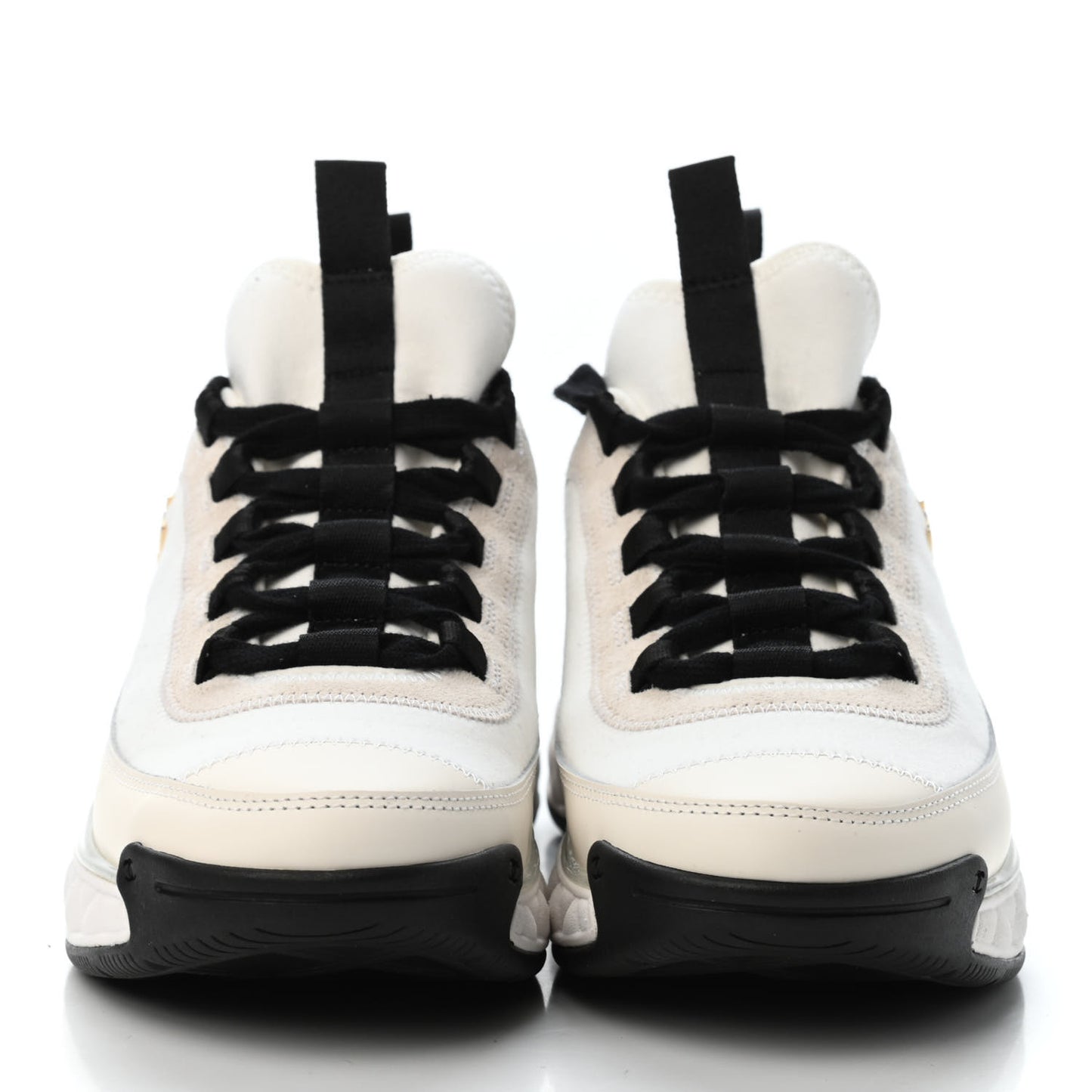 Calfskin Suede CC Sneakers 36.5 White Black