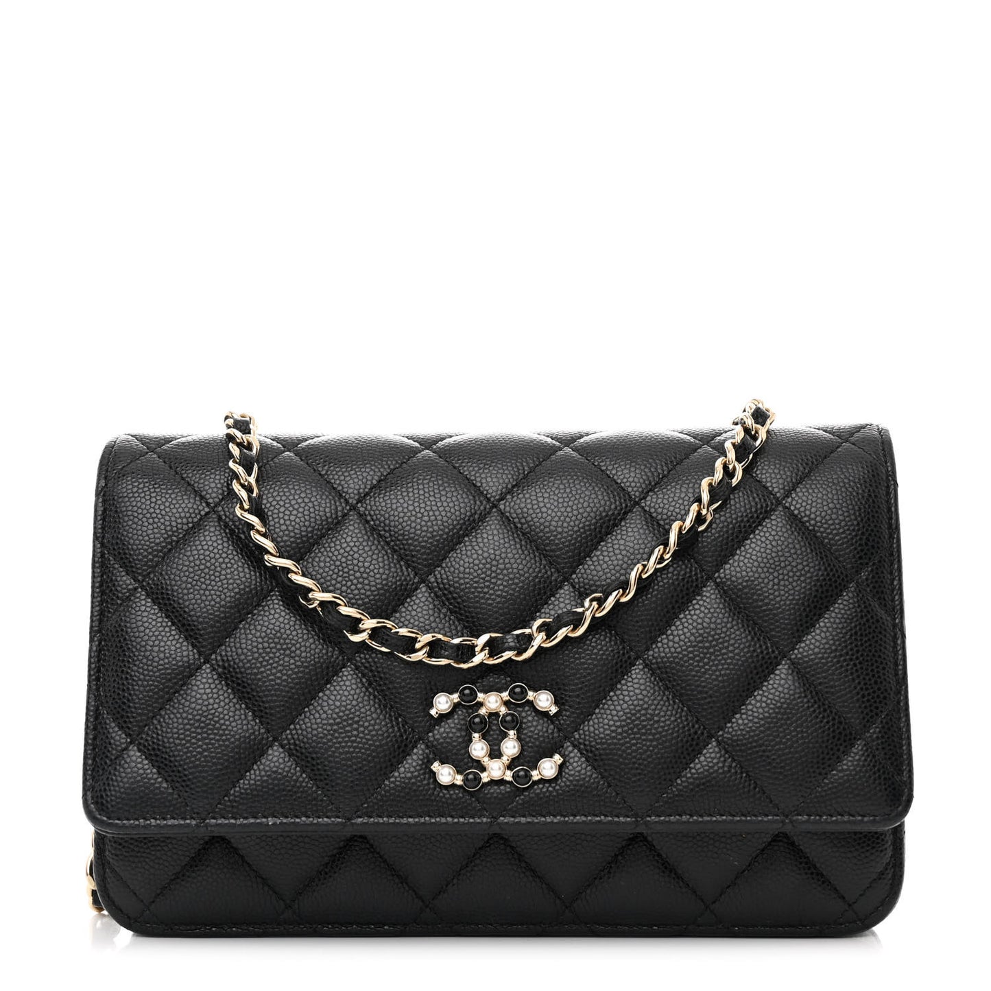 Caviar Quilted Coco Candy Wallet On Chain WOC Black