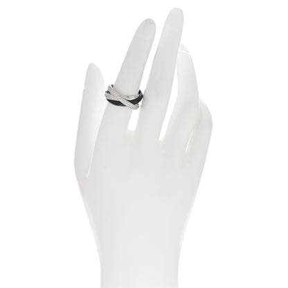 Cartier 18K White Gold Platinum Diamond Ceramic Small Trinity Ring 55 7.25 2 of 4