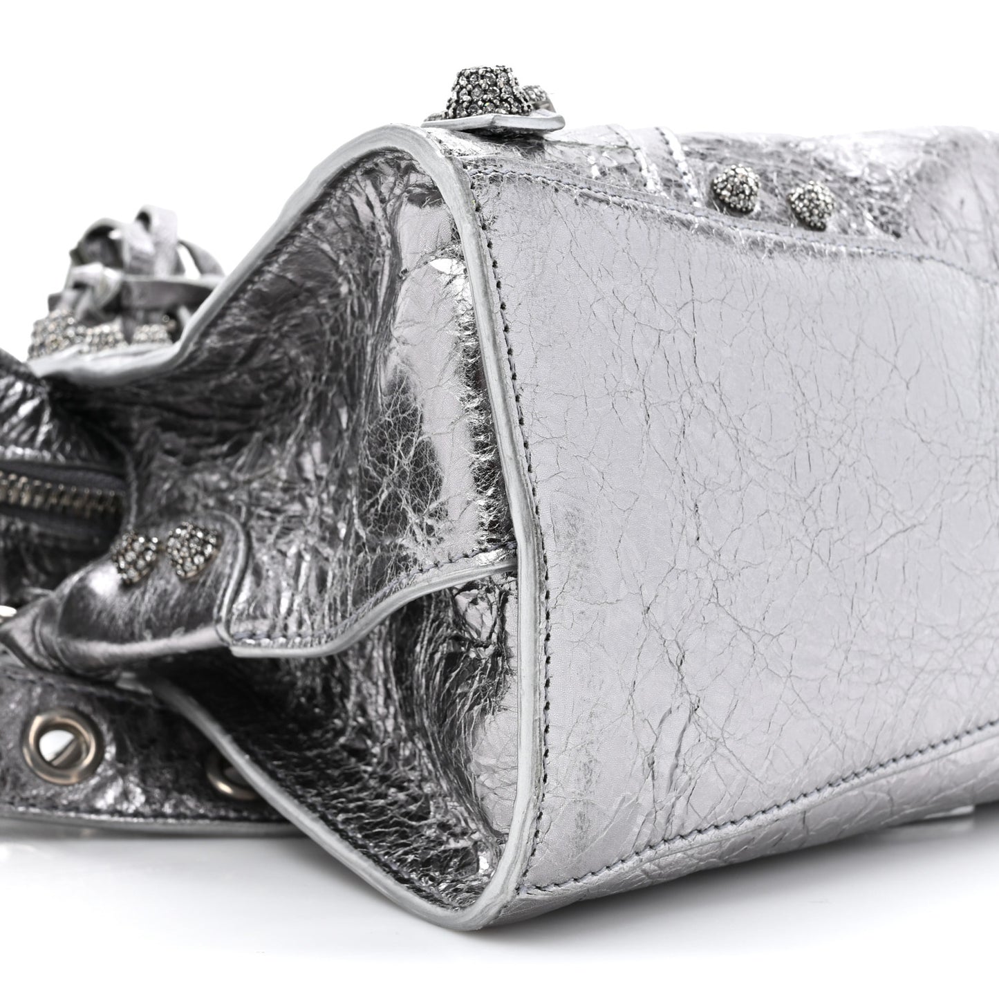 Agneau Arena Crystal Neo Cagole Handbag XS Silver