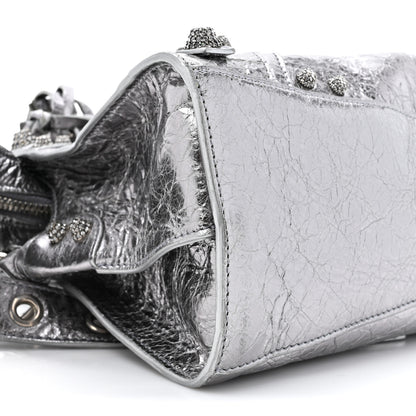 Balenciaga Agneau Arena Crystal Neo Cagole Handbag XS Silver 10 of 12