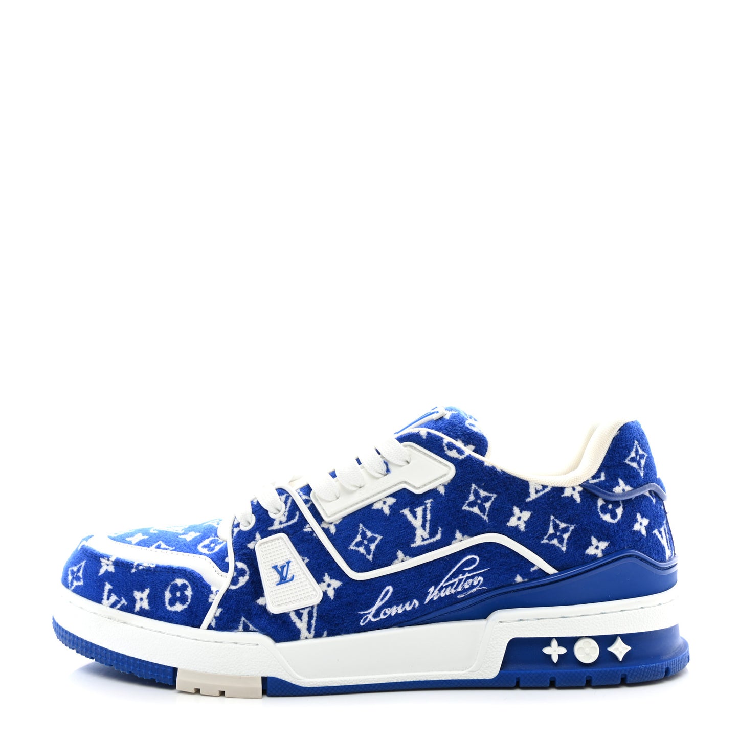 Jacquard Velvet Monogram Mens LV Trainer Sneakers 9.5 Blue