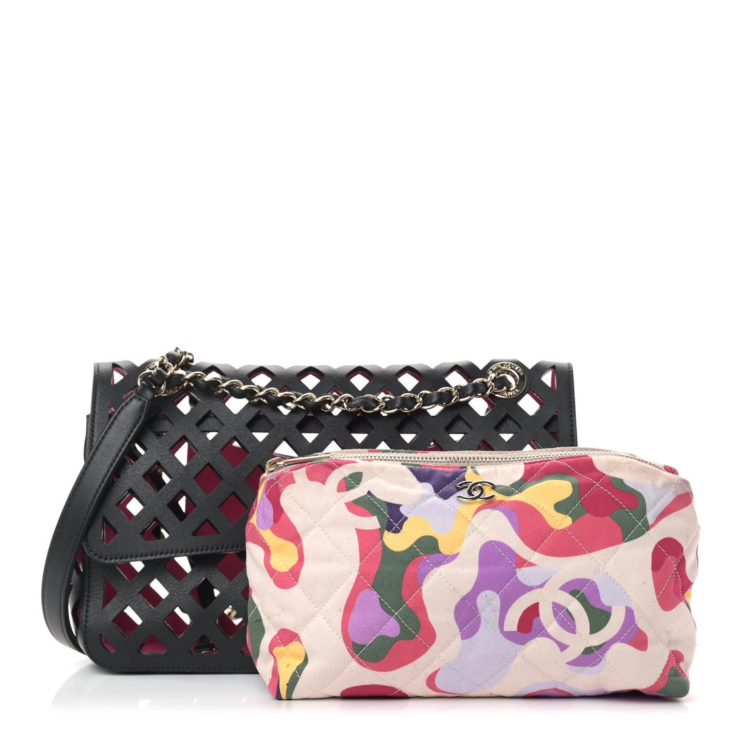 Lambskin Sea Through Flap Black Multicolor