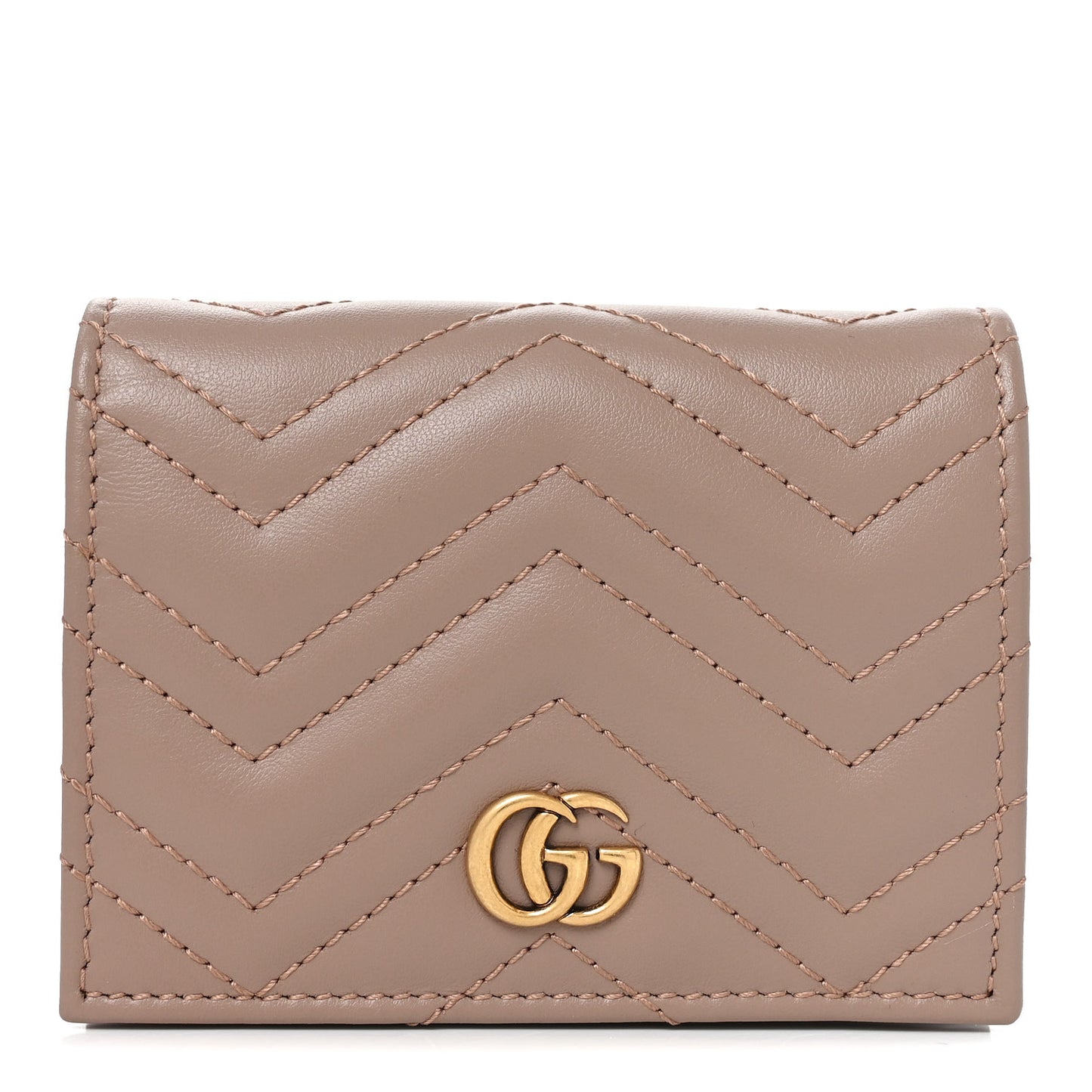 Calfskin Matelasse GG Marmont Card Case Wallet Porcelain Rose
