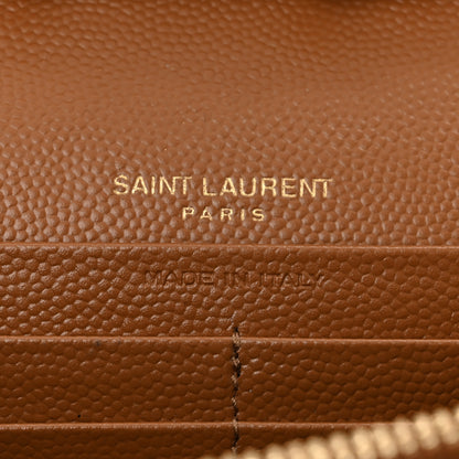 Saint Laurent Grain De Poudre Matelasse Chevron Monogram Chain Wallet Natural Dark 7 of 12