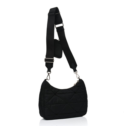 Prada Re-Nylon Triangle Padded Patchwork Shoulder Bag Black 2 of 4