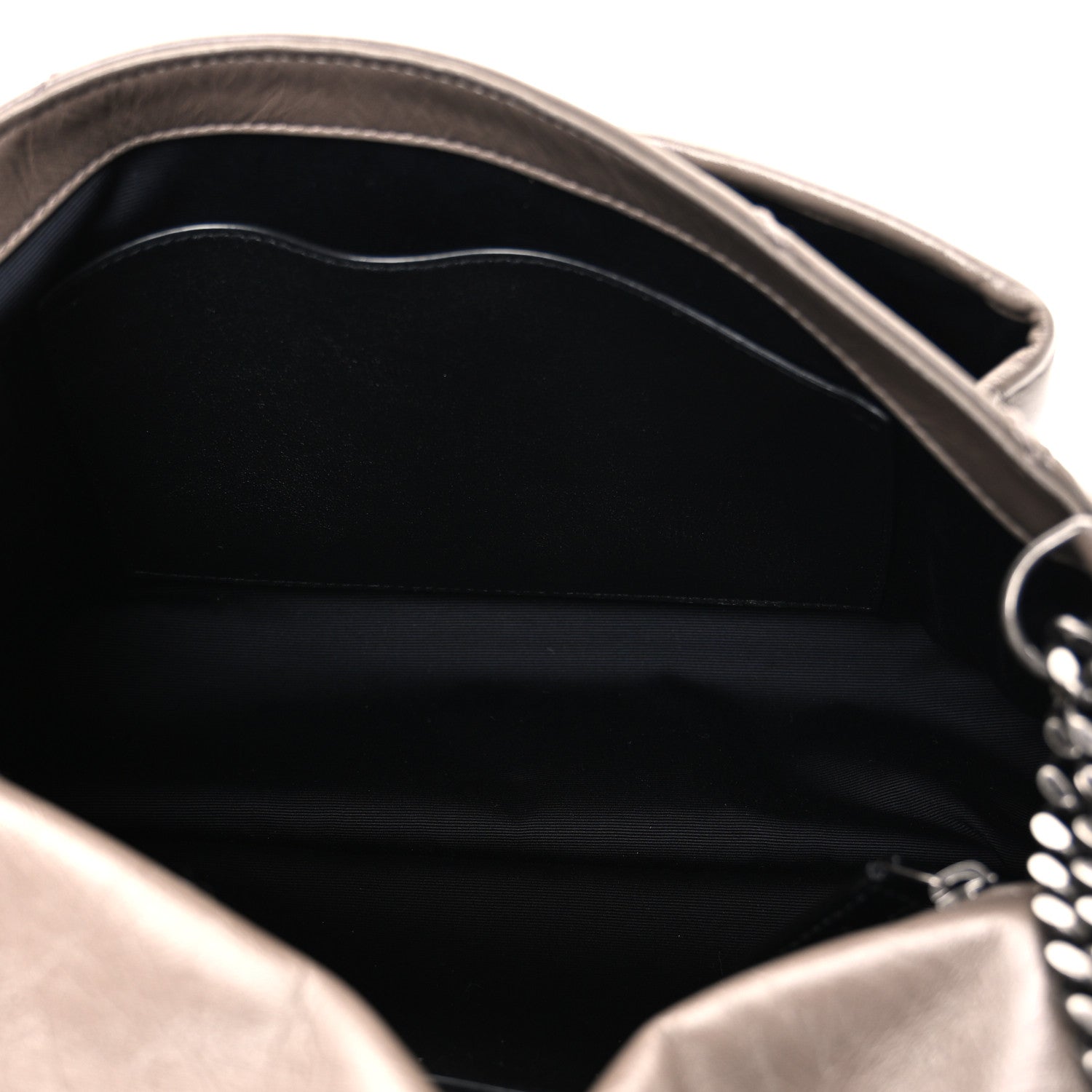 Saint Laurent Crinkled Calfskin Matelasse Monogram Medium Niki Chain Satchel Greyish Brown 4 of 10