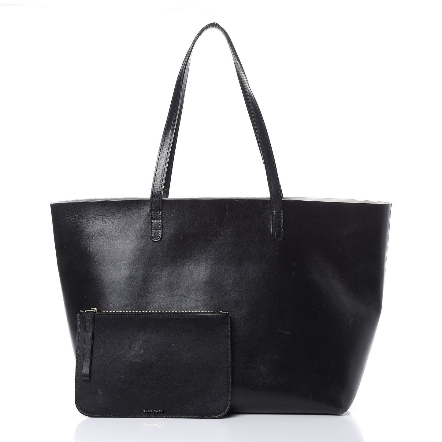 Smooth Calfskin Large Shopping Tote Black Argento