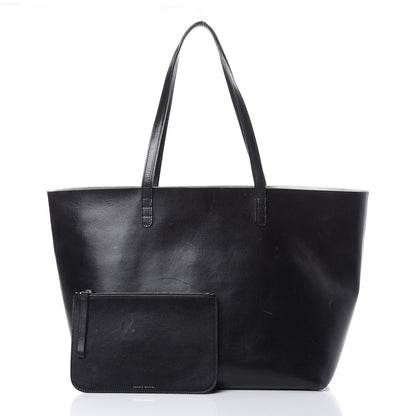 Mansur Gavriel Smooth Calfskin Large Shopping Tote Black Argento 3 of 22
