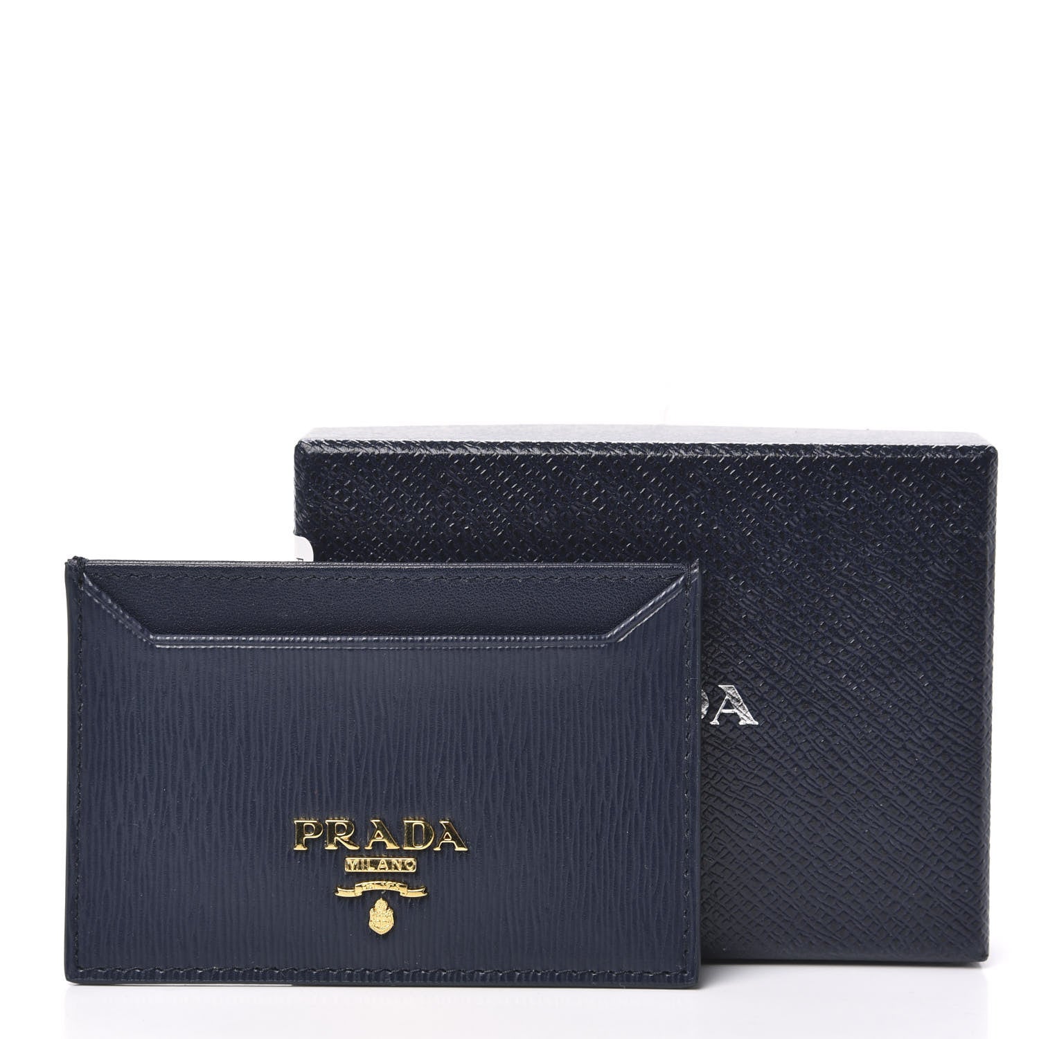 Prada Vitello Move Metal Card Case Baltico 6 of 6