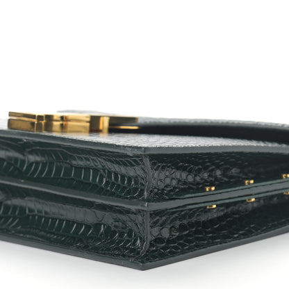 Saint Laurent Calfskin Crocodile Embossed Monogram Cassandra Clasp Bag Dark Mint 9 of 12