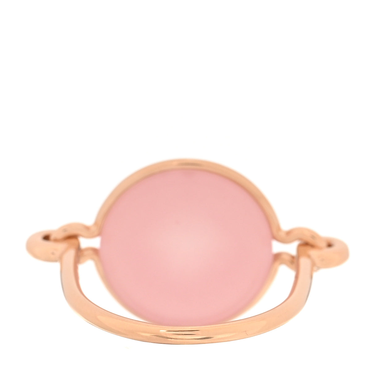 Hermes 18K Rose Gold Pink Chalcedony Ex-Libris Ring 52 6 3 of 6