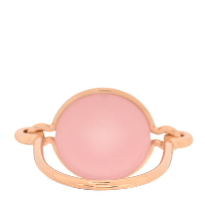 Hermes 18K Rose Gold Pink Chalcedony Ex-Libris Ring 52 6 3 of 6