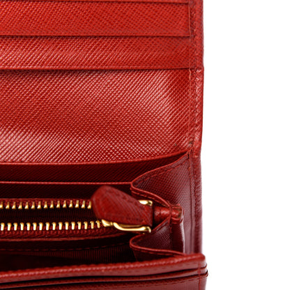 Prada Saffiano Metal Continental Flap Wallet Rosso 8 of 10