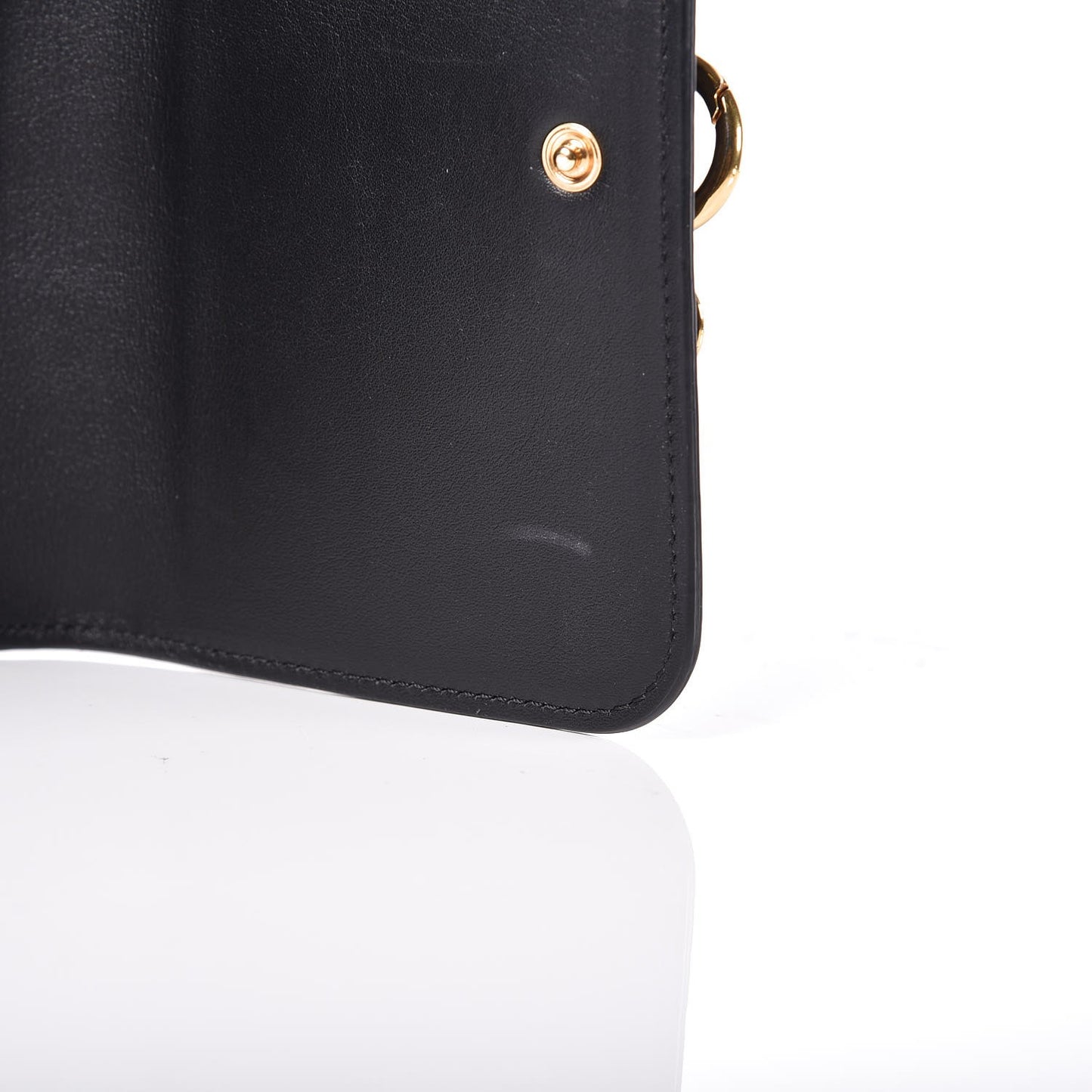 Grained Calfskin Alphabet Compact Wallet Black