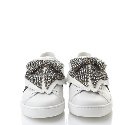 Gucci Calfskin Ayers Web Womens Ace Bow Lace Sneakers 35.5 White 2 of 9