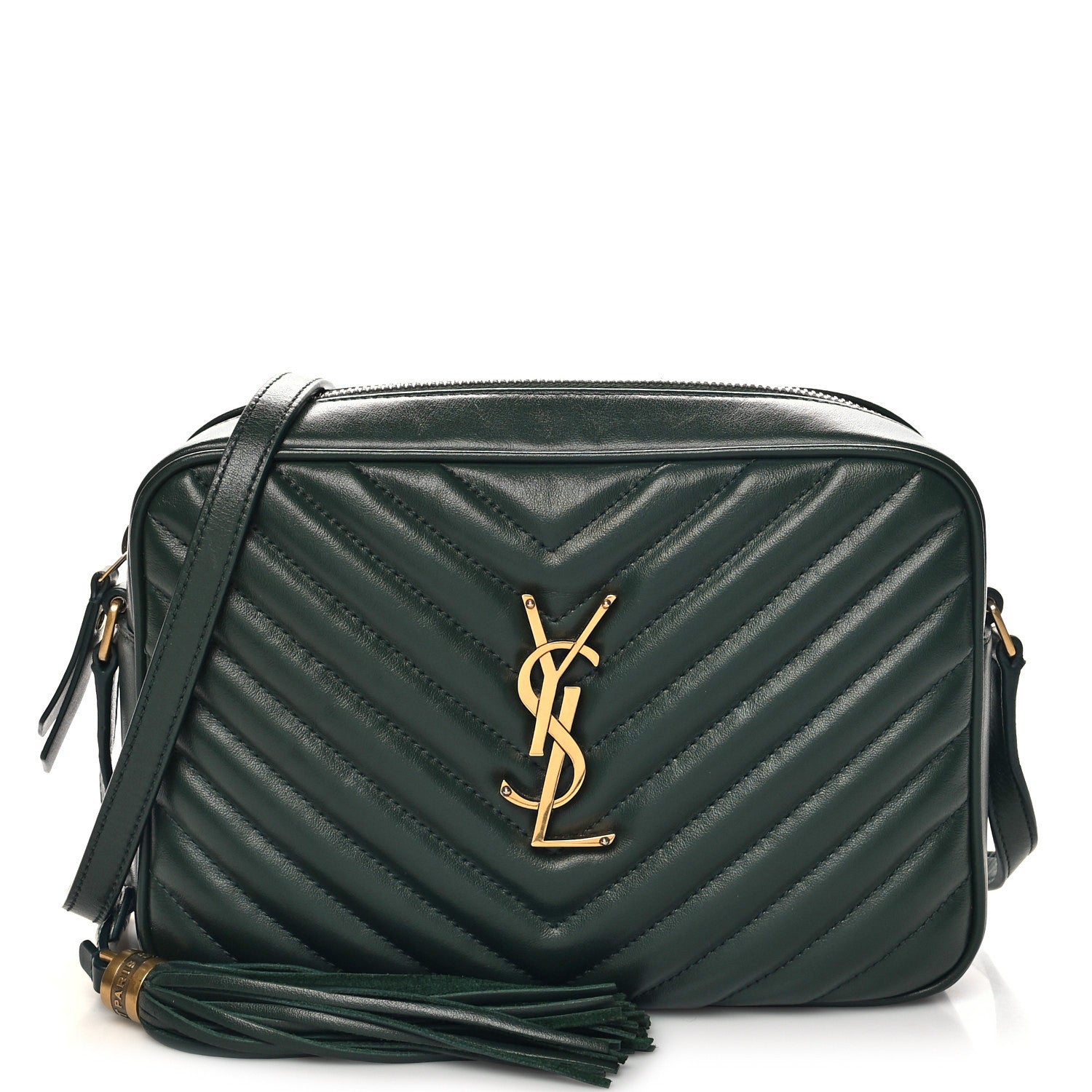 Saint Laurent Calfskin Matelasse Monogram Lou Camera Bag Vert Fonce 1 of 10