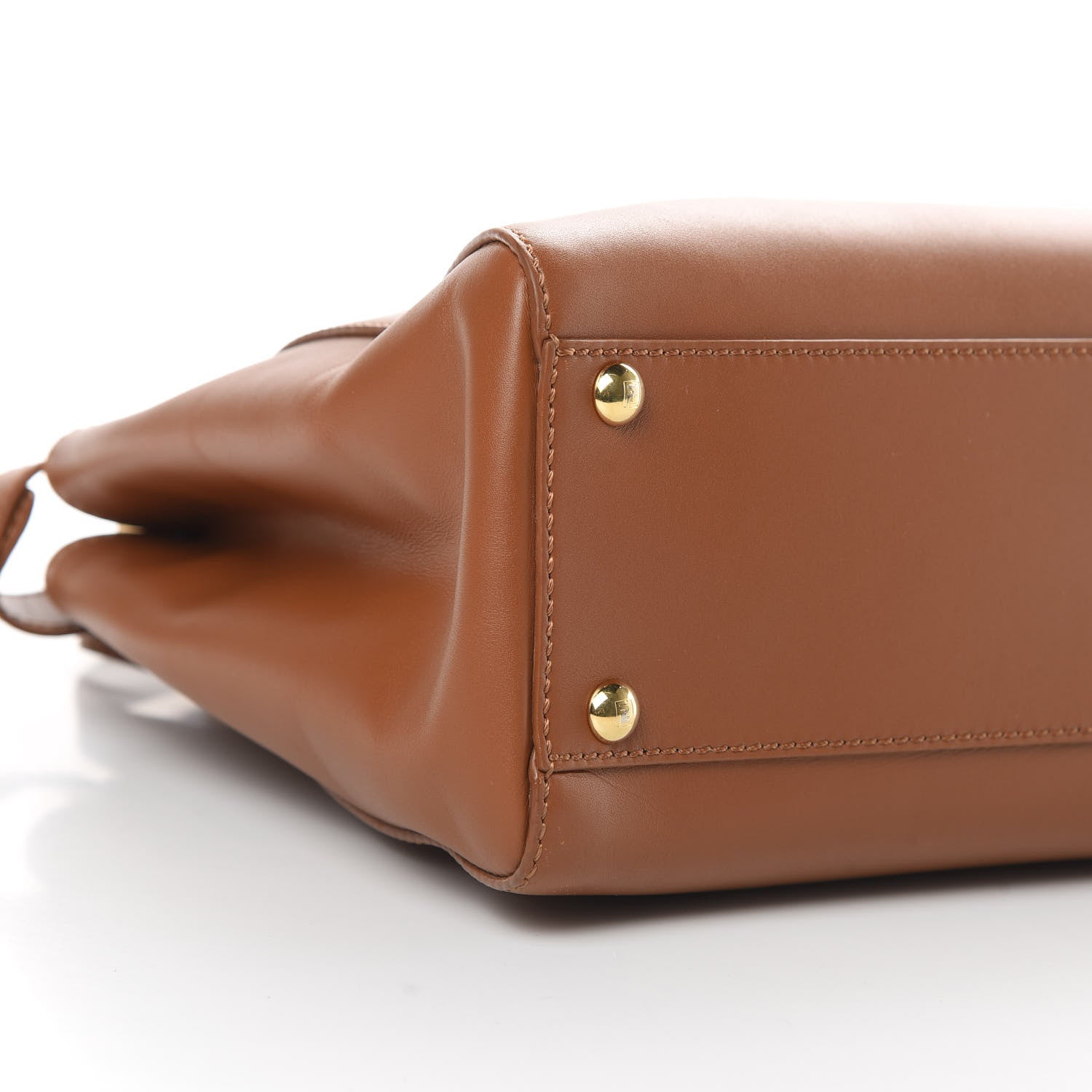 Fendi Vitello Morgan Shiny Nappa Medium Peekaboo Iconic Satchel Cuoio Bluette 11 of 13