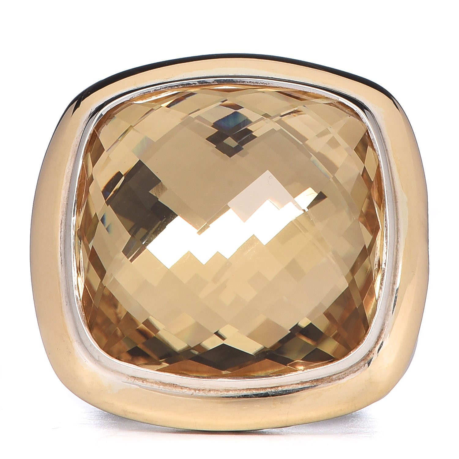 David Yurman Sterling Silver 18K Yellow Gold Champagne Citrine 18mm Albion Statement Ring 49 5 1 of 5