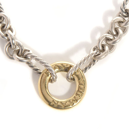 David Yurman Sterling Silver 18K Gold Figaro Necklace 3 of 5
