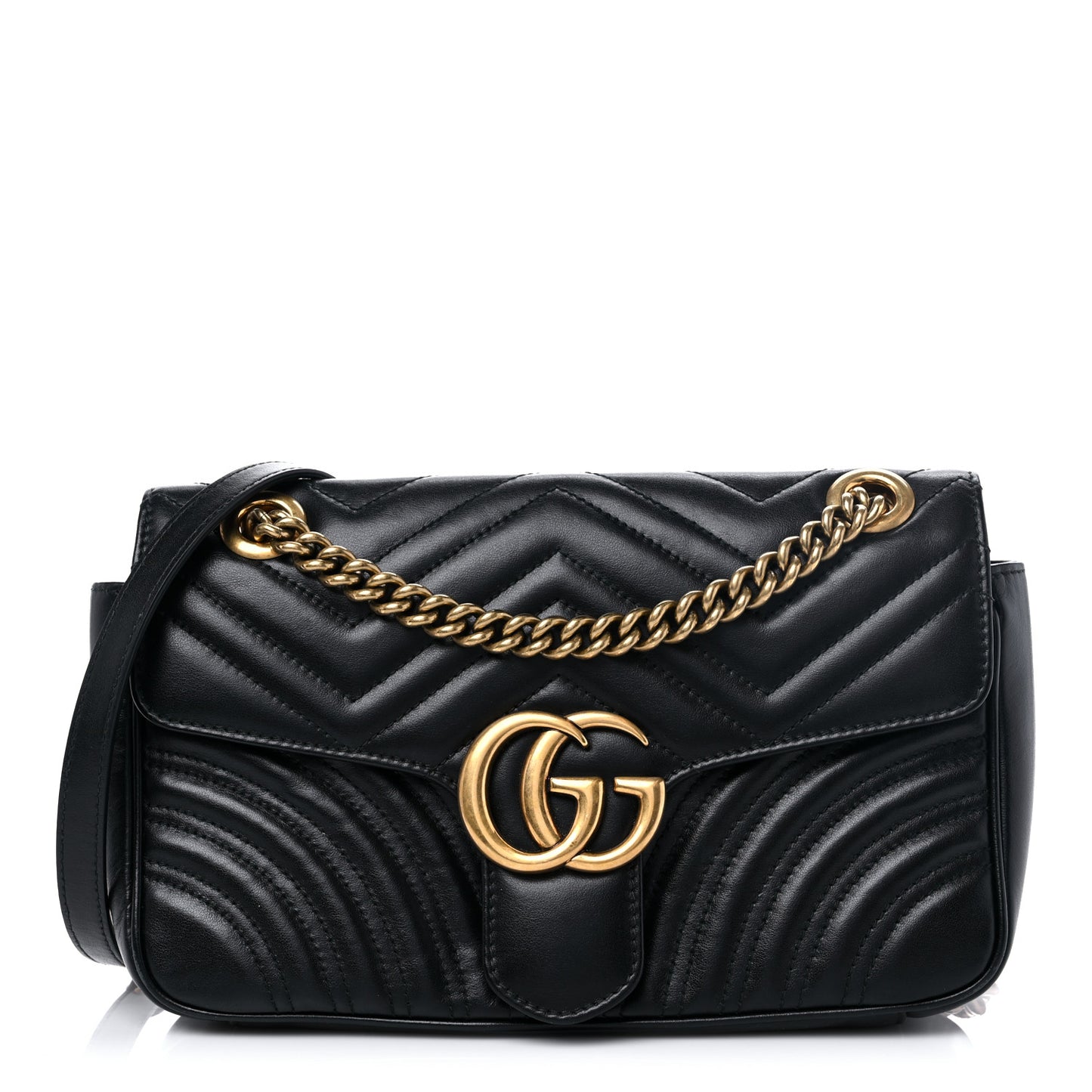 Calfskin Matelasse Small GG Marmont Shoulder Bag Black