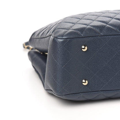 Chanel Metallic Caviar Quilted Large Classic Shopping Tote Dark Blue 7 of 9