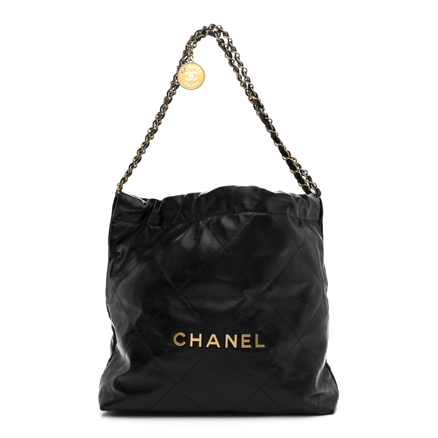Chanel Shiny Calfskin Quilted Small Chanel 22 Black 1 of 11