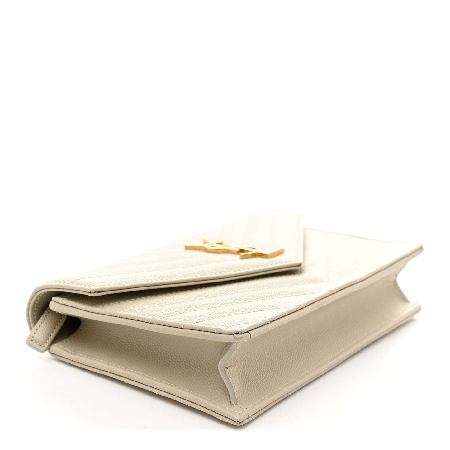 Grain De Poudre Matelasse Chevron Monogram Envelope Chain Wallet Crema Soft