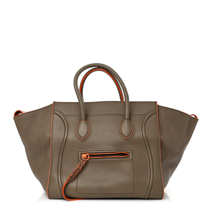 Celine Supple Calfskin Medium Phantom Luggage Grey Orange 1 of 16
