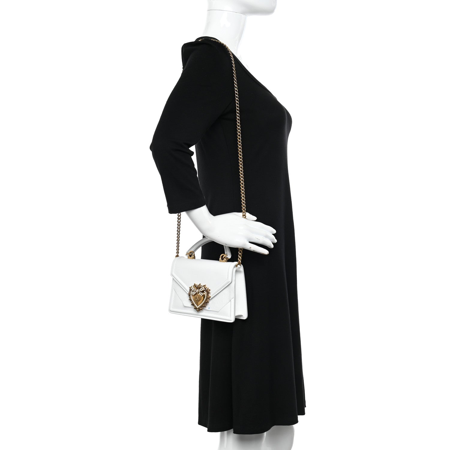 Dolce & Gabbana Smooth Calfskin Small Devotion Envelope Top Handle Bag White 3 of 11