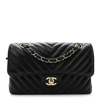 Chanel Lambskin Chevron Quilted Small Double Flap Black 1 of 10