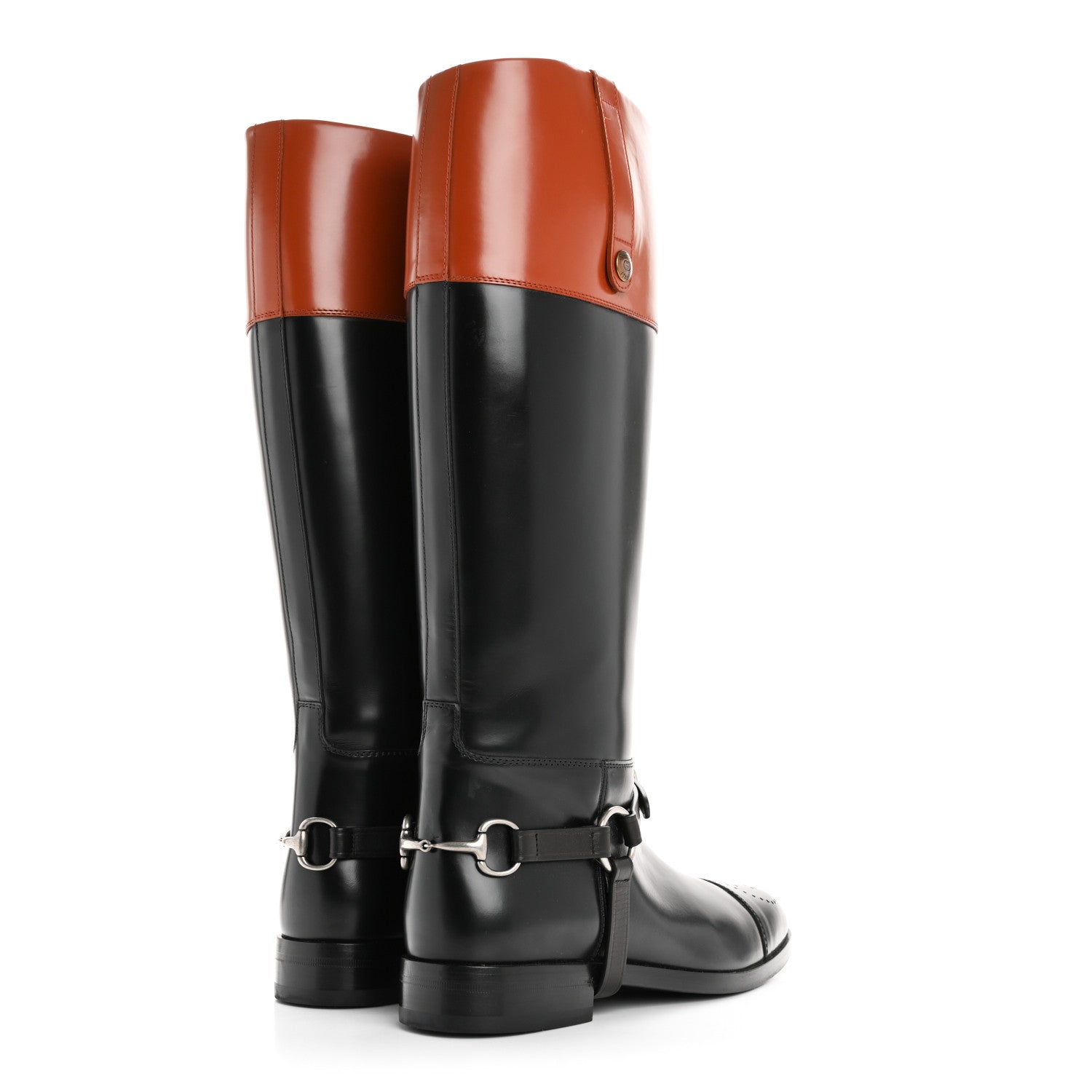 Gucci Cordovan Lux Mens Zelda Harness Riding Boots 8 Black Amber Honey 4 of 8