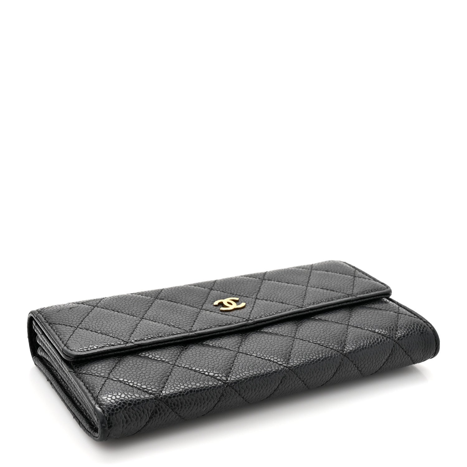 Chanel Caviar Quilted Large Gusset Flap Wallet Black 4 of 12