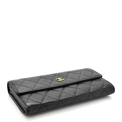 Chanel Caviar Quilted Large Gusset Flap Wallet Black 4 of 12